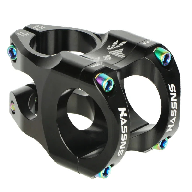 HASSNS 35mm 0° Știft de aluminiu MTB – Bară de 31,8mm, Violet‑Gri