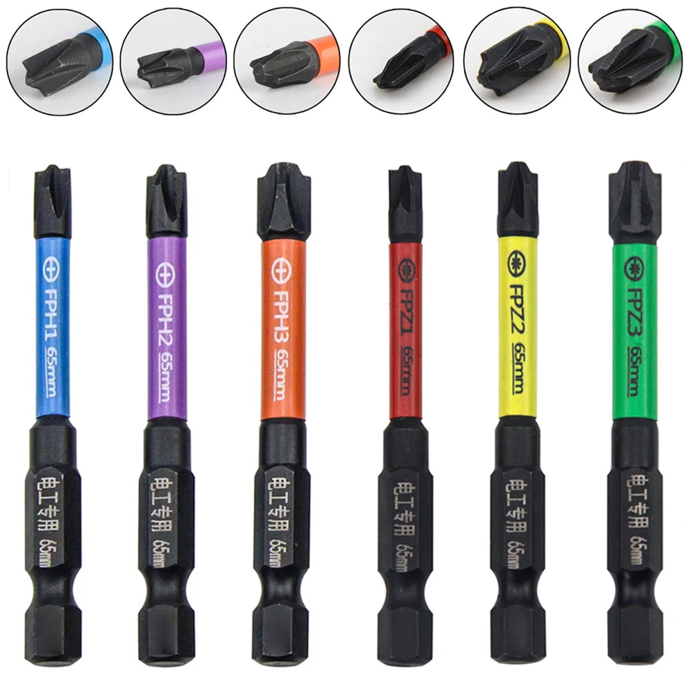 6 Stück 65 mm Magnetisches Kreuzschlitz-Bit-Set für Leistungsschalter