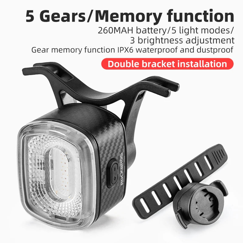 ROCKBROS Smart Bike Brake Light – USB‑C Rechargeable, IPX6, 4‑Mode LED