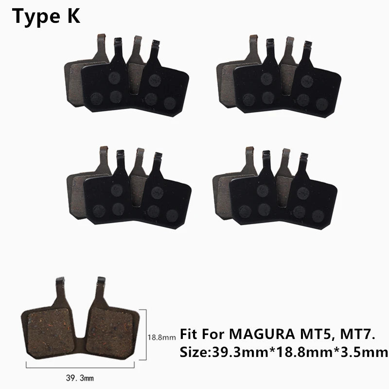 Semi-Metallic Disc Brake Pads - 4 Pairs, Type A, Shimano Compatible