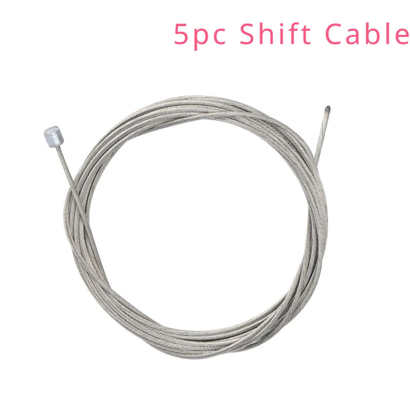 Set de cabluri pentru frână și schimbător, MTB & Road Bike, 1,7 m, 5 buc. – Oțel inoxidabil