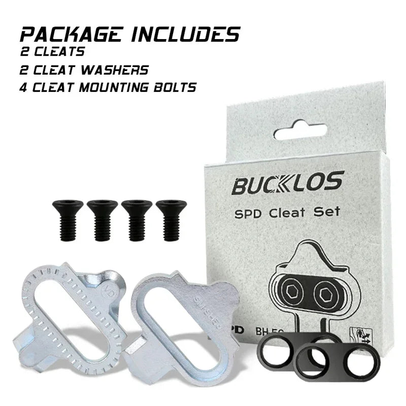 Bucklos 4‑er Set Shimano SPD MTB Pedalplatten – Schwarzer Legierungsstahl