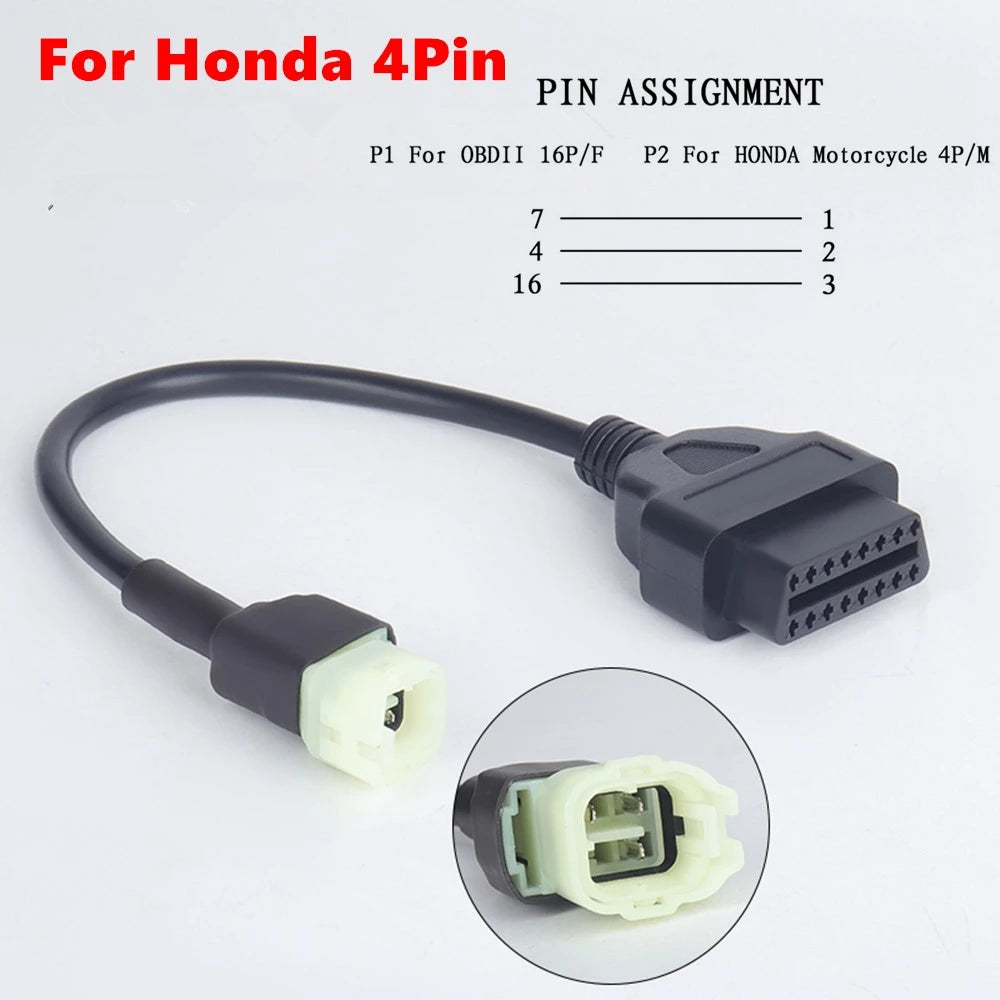 4‑Pin Motorcycle Diagnostic Cable for Honda/Yamaha/Suzuki - OBD2
