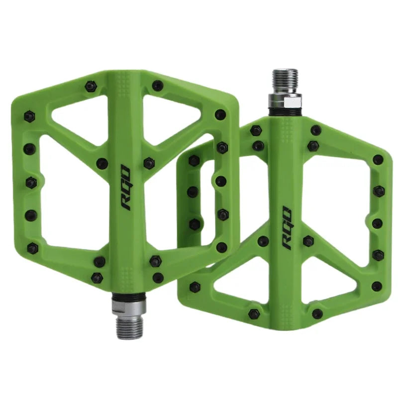 RGO Pédales plates en nylon vert MTB – Plate, Antidérapante