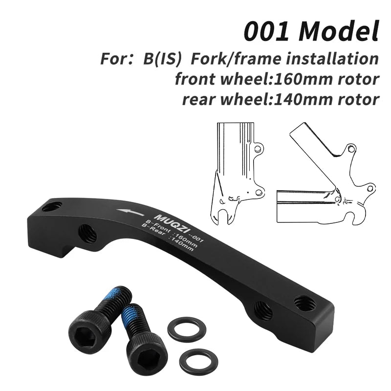MUQZI Disc Brake Caliper Mount Adapter – IS/PM 180‑160 mm, Black