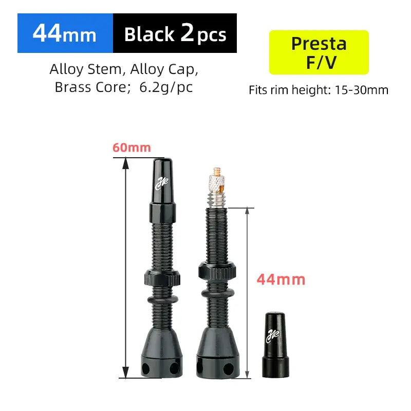 Aluminum Presta Tubeless Valve Set 44/60/80mm with Tool – Red