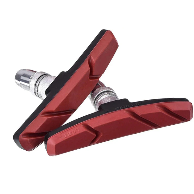 Red Silent V‑Brake Pad Pair – Rubber, Long‑Lasting, Fits Most E‑Bikes