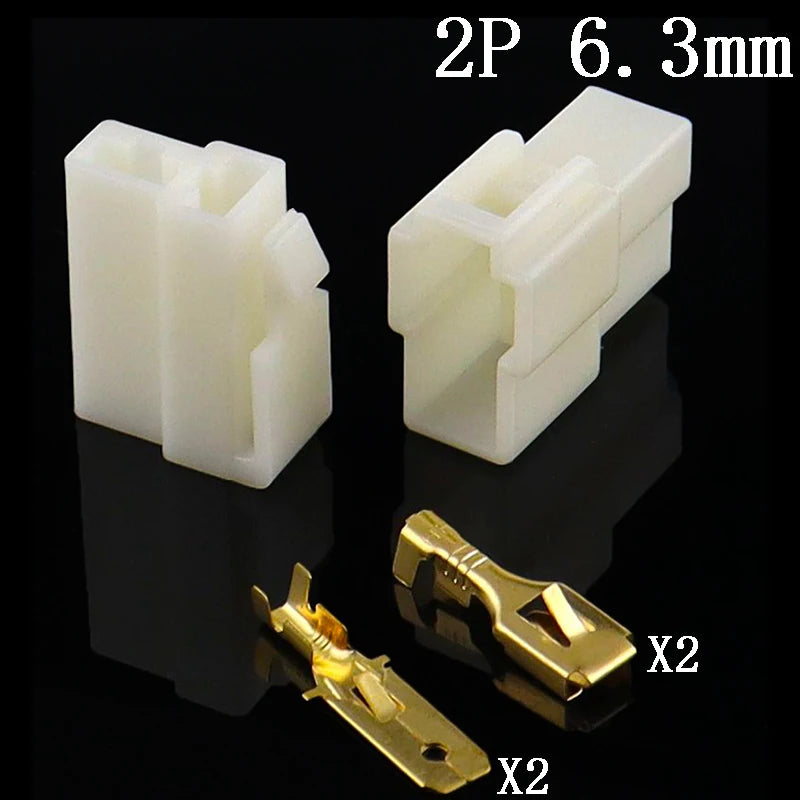 Kit de Conectores de Fios 6,3 mm 14‑Pinos – Plug Masculino/Feminino para E‑Bike e Carro